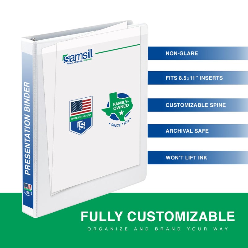 Samsill 0.5 Inch 3 Ring Binder, Made in USA, Economy Round Ring, Clear View Cover, 100 Sheet Capacity - for School, Home, Office - White, 4 Pack - Image 2